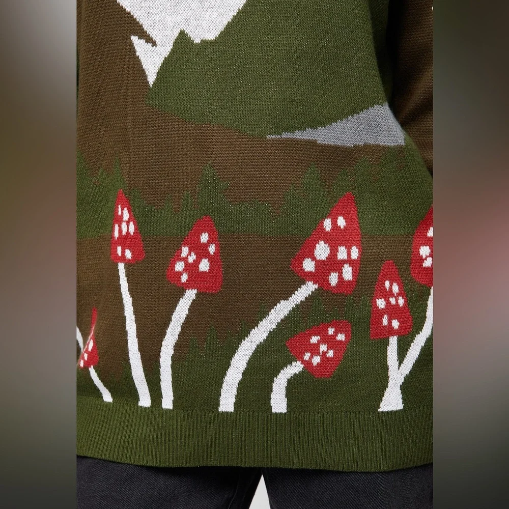 Disturbia Faraway Mock Neck Knit Sweater Green New Size Medium - Picture 3 of 5